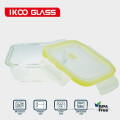 450ml with yellow silicone ring lid square glass food container
